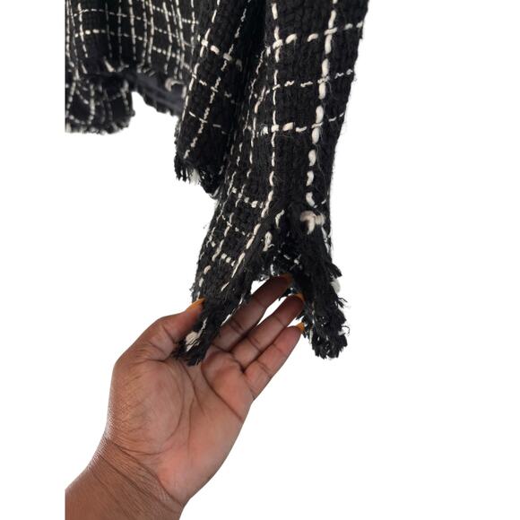 Vintage Blazer Women's Black White Tweed Twee Fringe Dressy Office Work Size 12 - Picture 10 of 13
